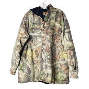 Vtg Duxbak Jacket Mens L Camo Real Tree Advantage Button Up Hooded Quilted Lined